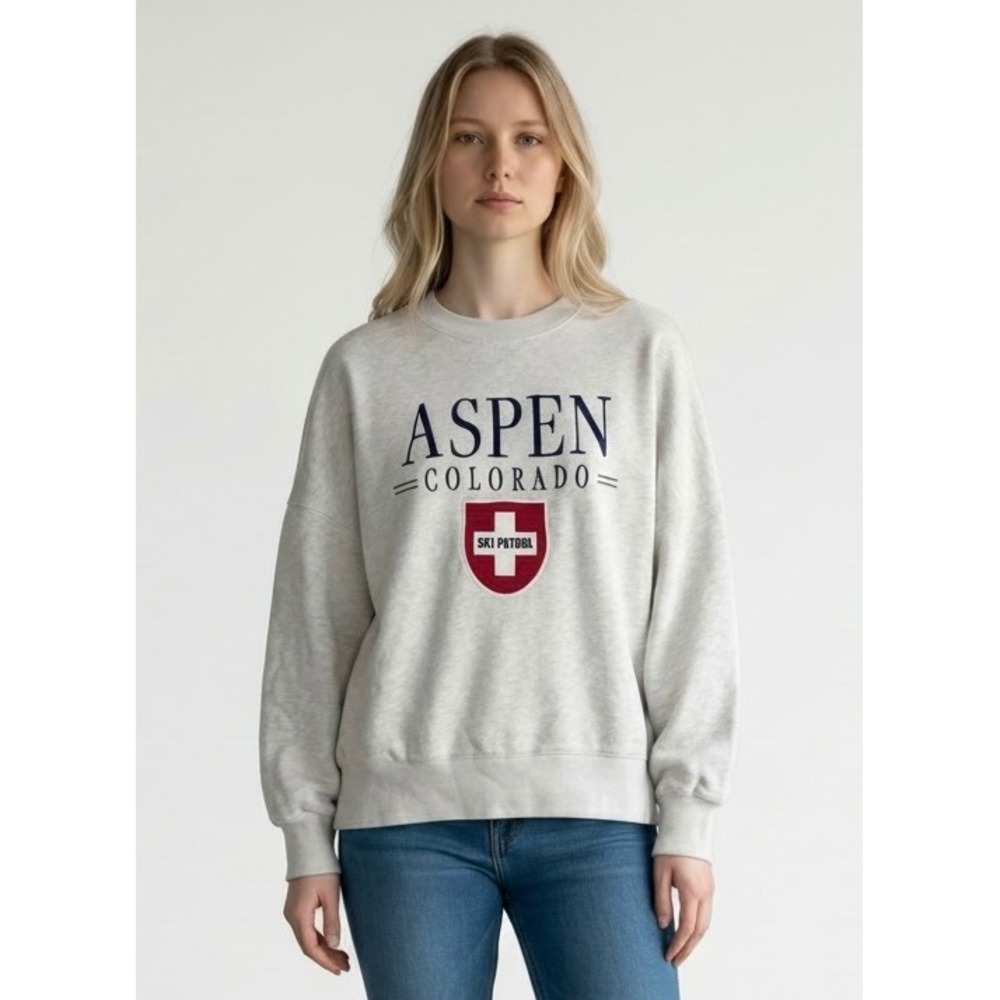 Abercrombie & Fitch Aspen Colorado Ski Patrol Sweatshirt‎ Grey XS Soft Max A&F
